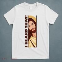 Jesus Watching Peeking I Heard That Funny Christian Meme T-Shirt thumb 5