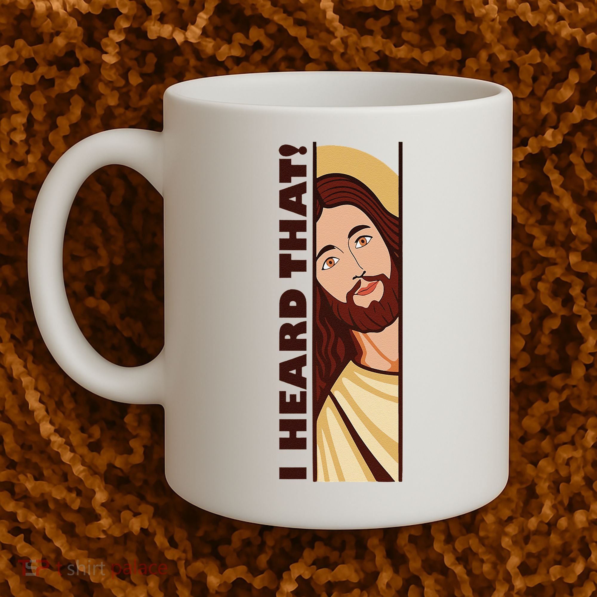 Jesus Watching Peeking I Heard That Funny Christian Meme Coffee Mug
