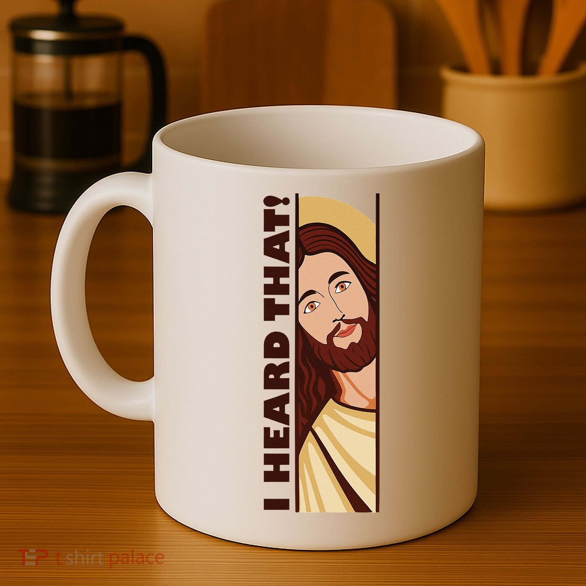 Jesus Watching Peeking I Heard That Funny Christian Meme Coffee Mug