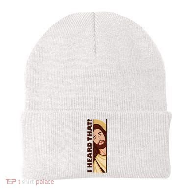 Jesus Watching Peeking I Heard That Funny Christian Meme Beanie