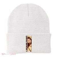Jesus Watching Peeking I Heard That Funny Christian Meme Beanie thumb 0