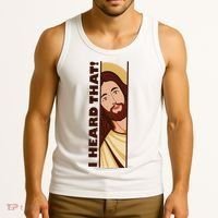Jesus Watching Peeking I Heard That Funny Christian Meme Tank Top thumb 3