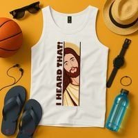 Jesus Watching Peeking I Heard That Funny Christian Meme Tank Top thumb 4