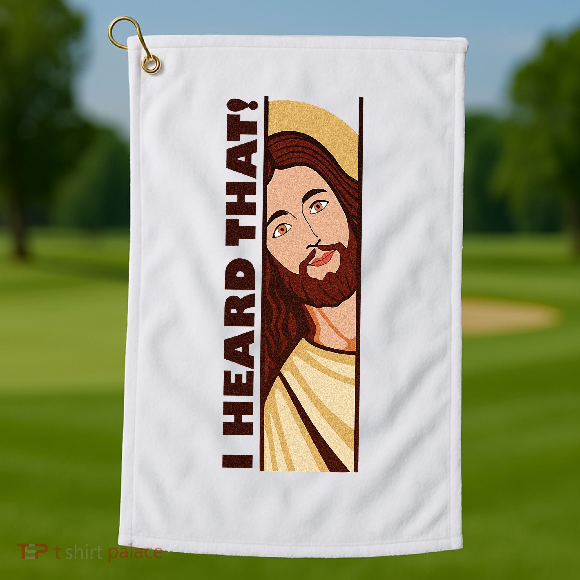 Jesus Watching Peeking I Heard That Funny Christian Meme Golf Towel