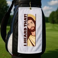 Jesus Watching Peeking I Heard That Funny Christian Meme Golf Towel thumb 2