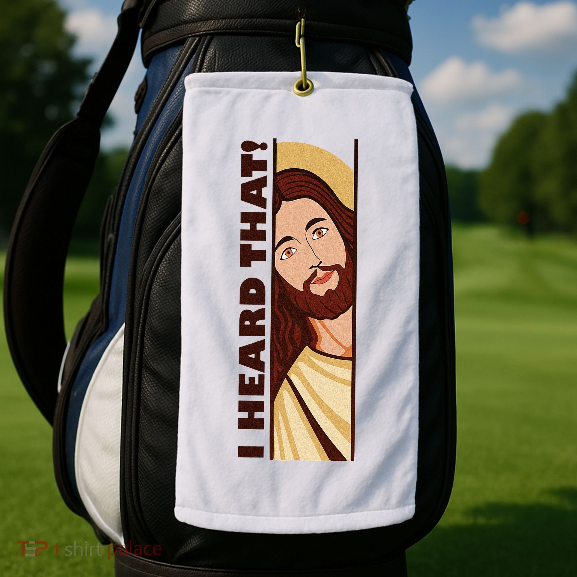 Jesus Watching Peeking I Heard That Funny Christian Meme Golf Towel