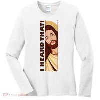 Jesus Watching Peeking I Heard That Funny Christian Meme Women's Long Sleeve Shirt thumb 0
