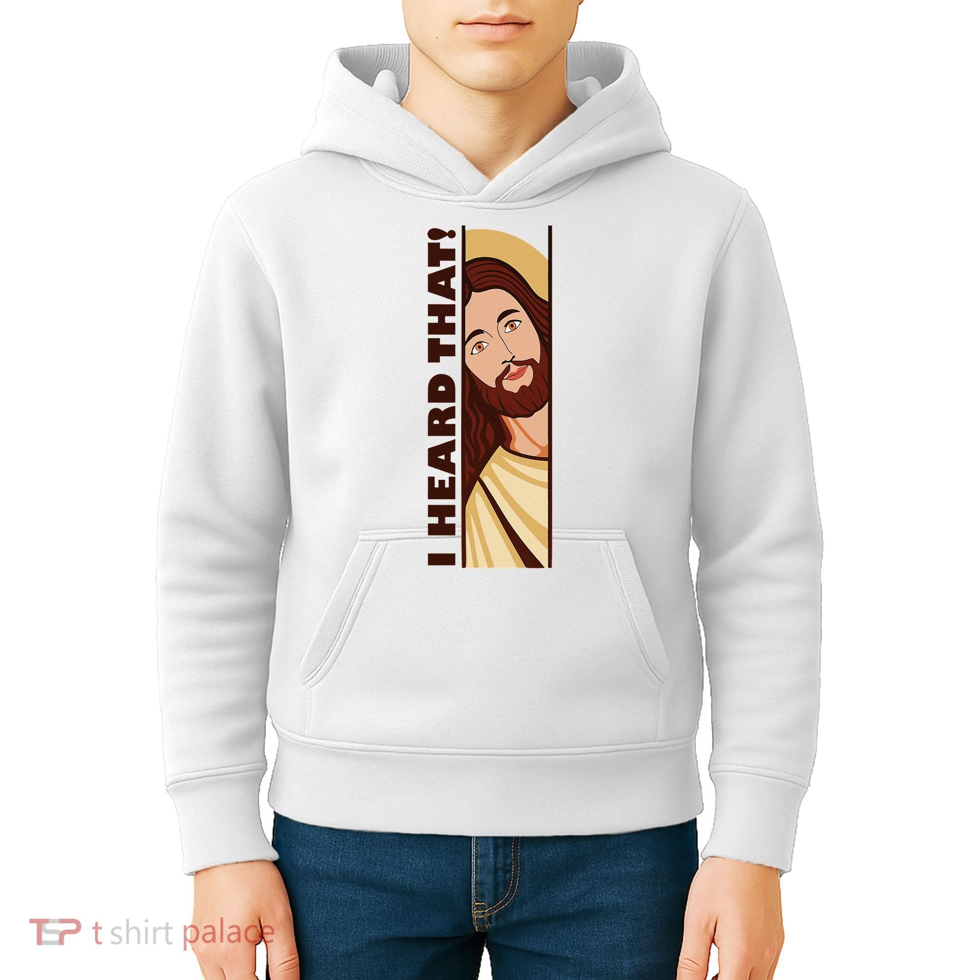 Jesus Watching Peeking I Heard That Funny Christian Meme Kids Hoodie