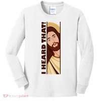 Jesus Watching Peeking I Heard That Funny Christian Meme Kids Long Sleeve Shirt thumb 0