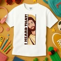 Jesus Watching Peeking I Heard That Funny Christian Meme Kids T-Shirt thumb 3