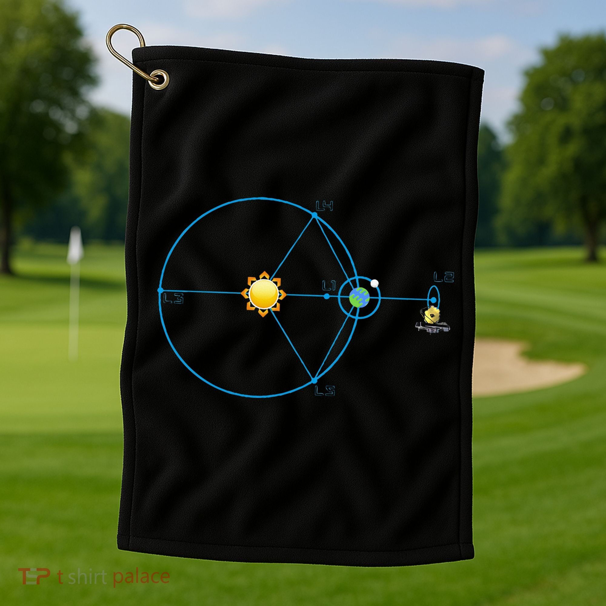 James Webb Space Telescope Jwst Schematic L2 Point Orbit Golf Towel