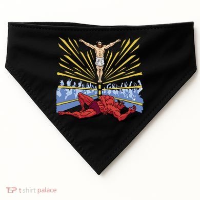 Jesus Wrestling Satan USA-Made Doggie Bandana
