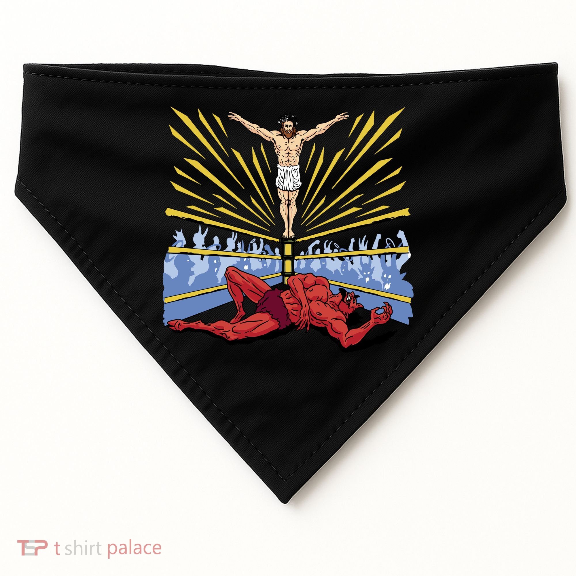 Jesus Wrestling Satan USA-Made Doggie Bandana