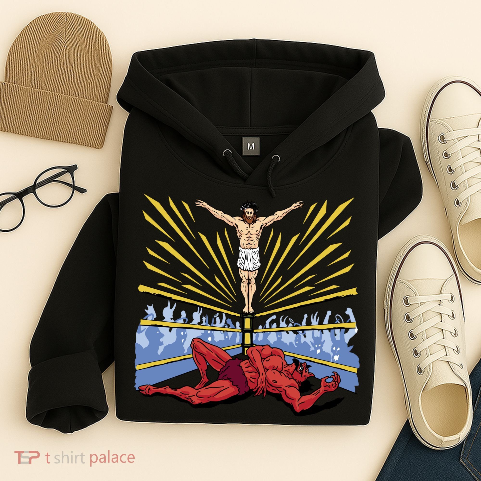 Jesus Wrestling Satan Hoodie