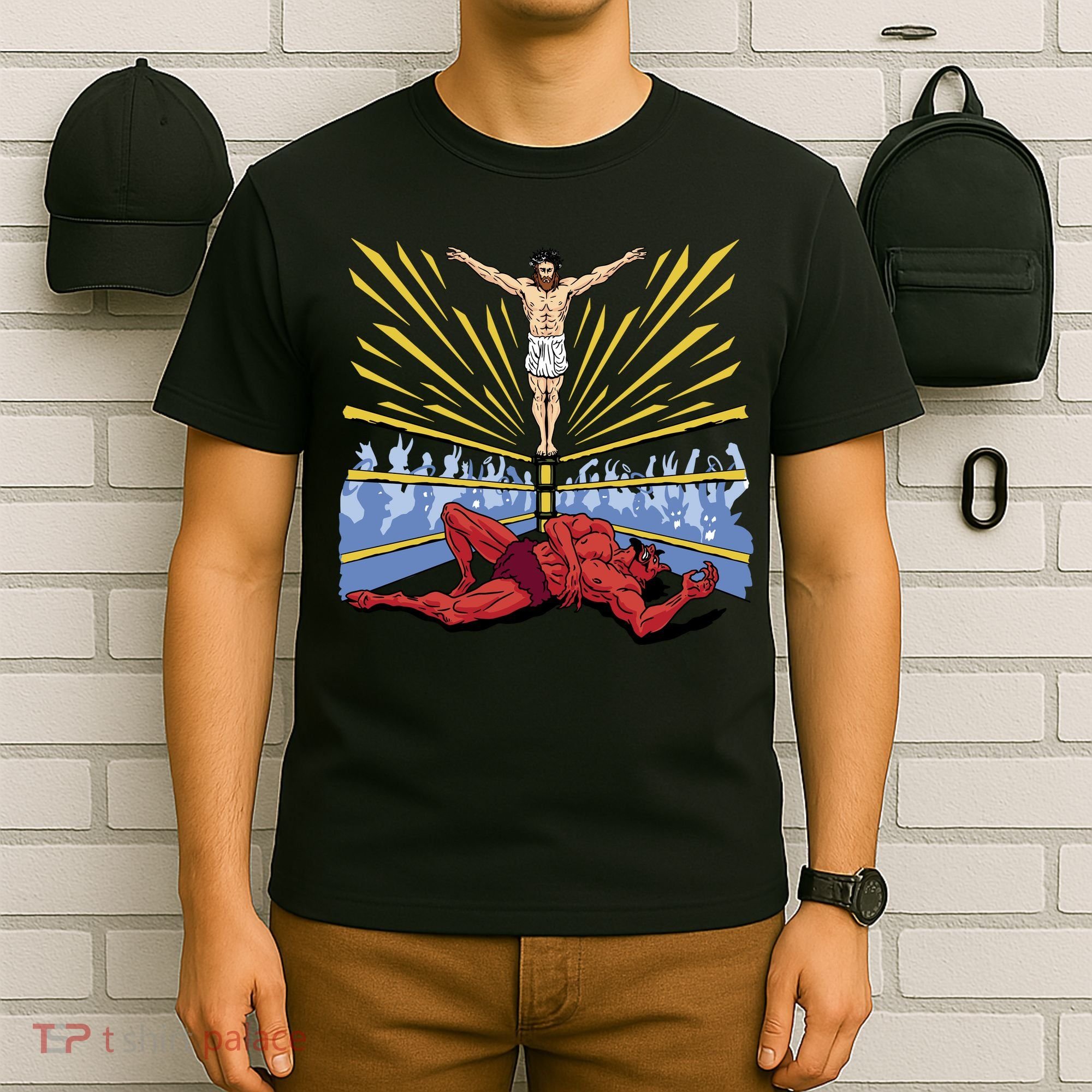 Jesus Wrestling Satan T-Shirt
