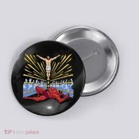 Jesus Wrestling Satan Button thumb 0