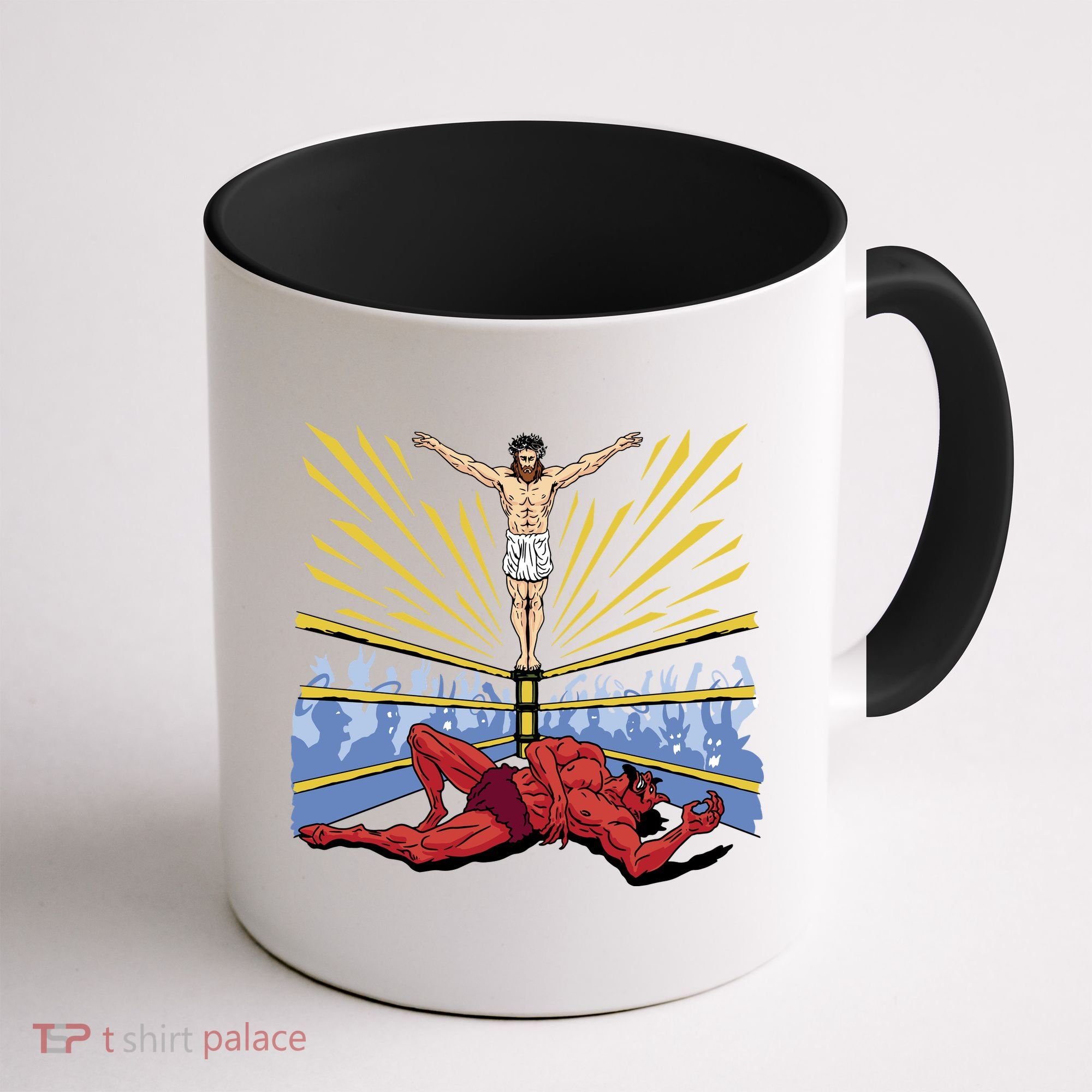 Jesus Wrestling Satan Coffee Mug