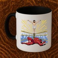 Jesus Wrestling Satan Coffee Mug thumb 2