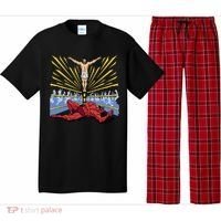 Jesus Wrestling Satan Pajama Set thumb 0