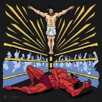 Jesus Wrestling Satan Polo thumb 3
