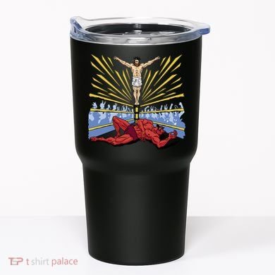 Jesus Wrestling Satan Tumbler