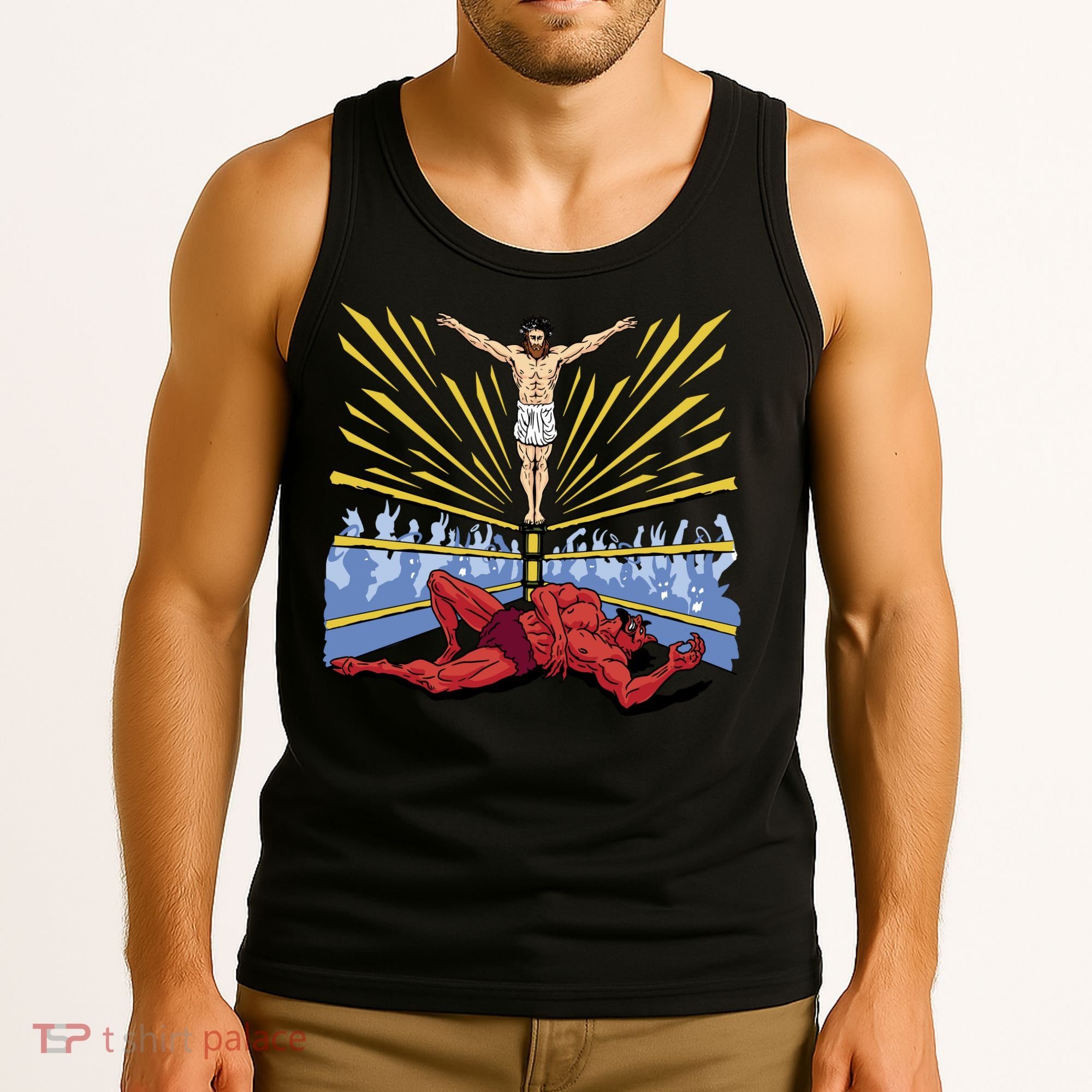 Jesus Wrestling Satan Tank Top
