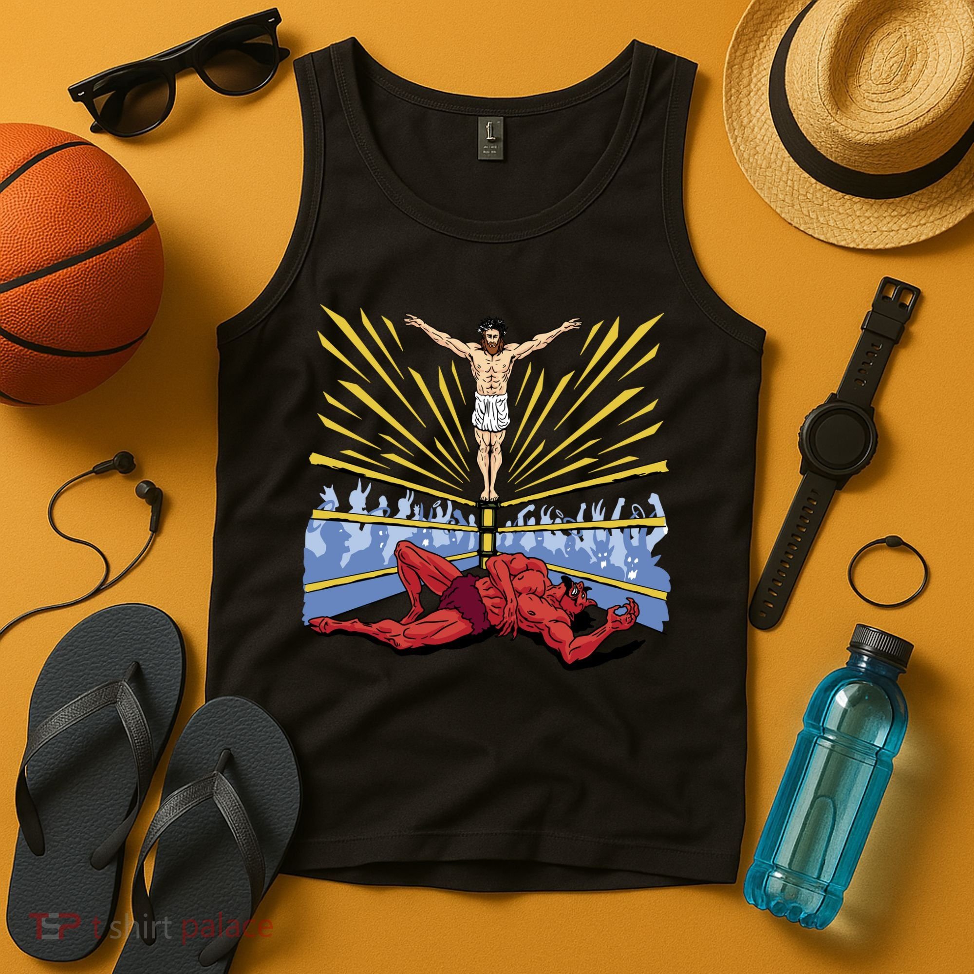 Jesus Wrestling Satan Tank Top