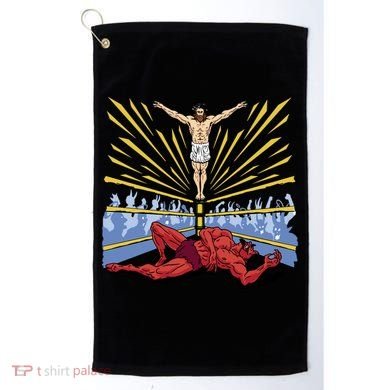 Jesus Wrestling Satan Golf Towel
