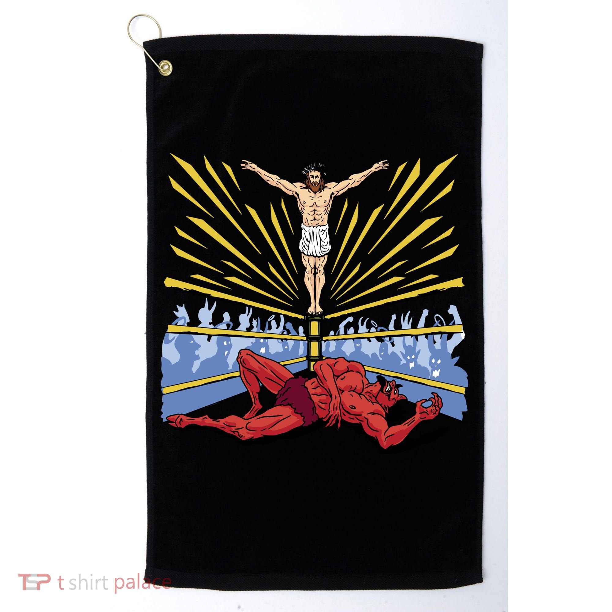 Jesus Wrestling Satan Golf Towel
