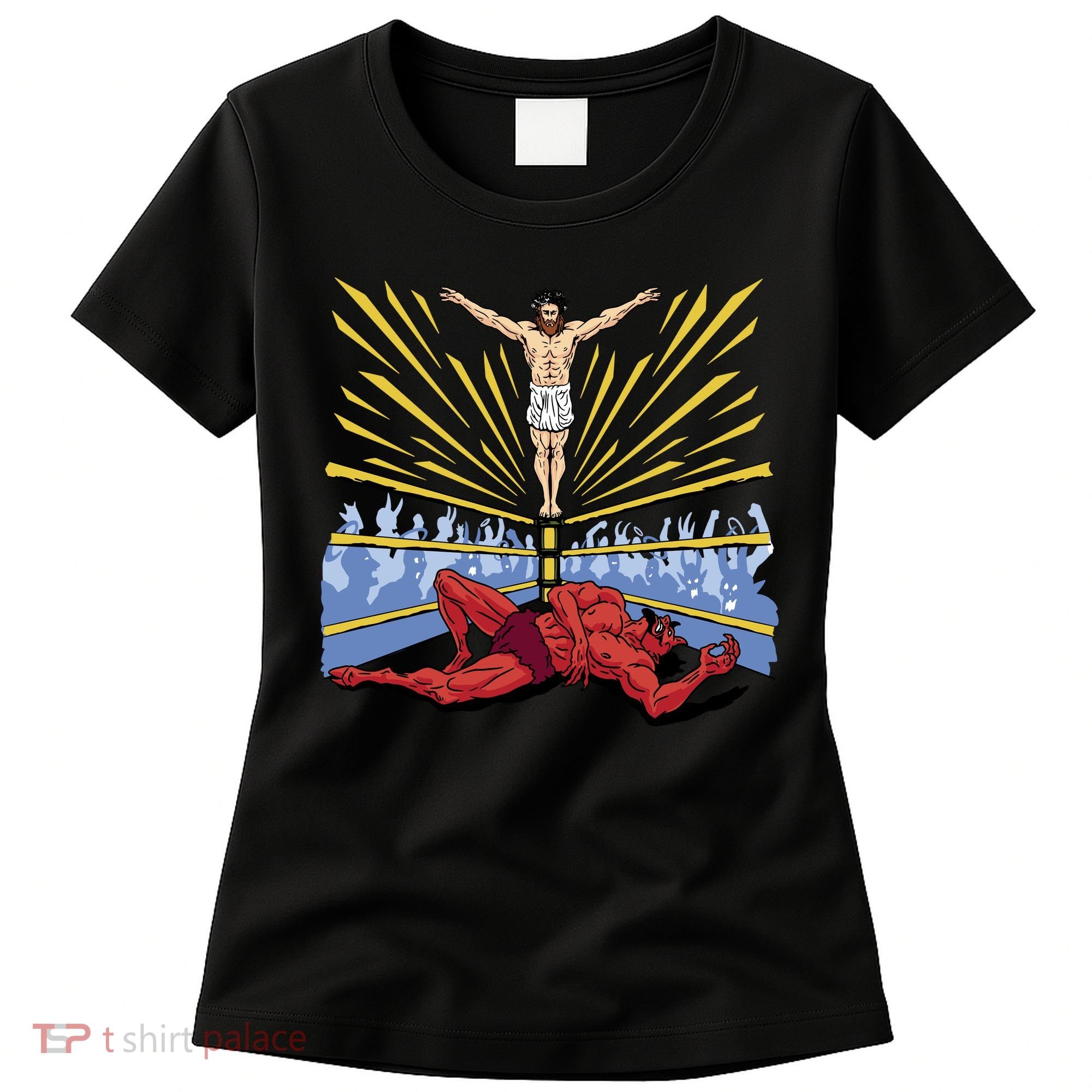 Jesus Wrestling Satan Women's T-Shirt