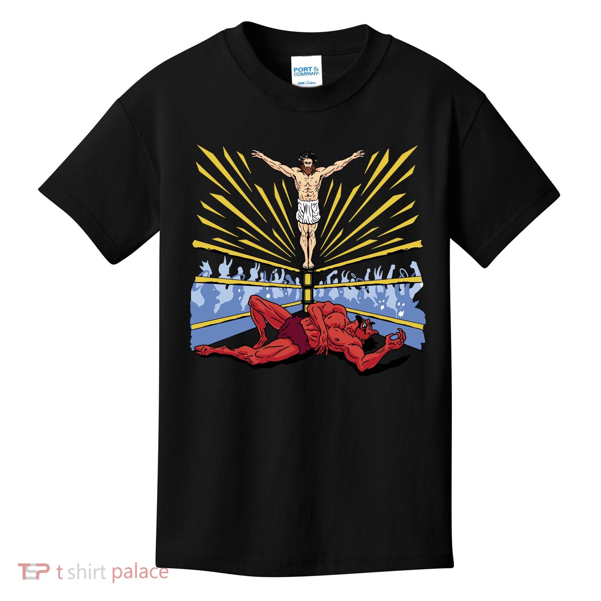 Jesus Wrestling Satan Kids T-Shirt