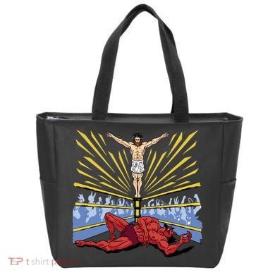 Jesus Wrestling Satan Tote Bag