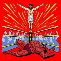 Jesus Wrestling Satan Santa Hat thumb 1