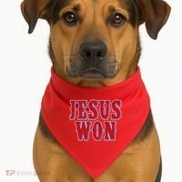 Jesus Won Texas Baseball Fan USA-Made Doggie Bandana thumb 1