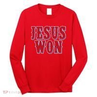 Jesus Won Texas Baseball Fan Long Sleeve Shirt thumb 0
