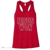 Jesus Won Texas Baseball Fan Women's Tank Top thumb 0