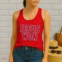 Jesus Won Texas Baseball Fan Women's Tank Top thumb 2