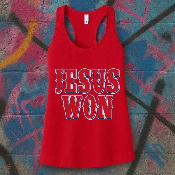 Jesus Won Texas Baseball Fan Women's Tank Top