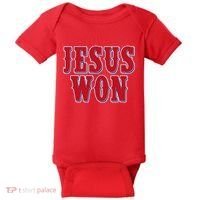 Jesus Won Texas Baseball Fan Baby Bodysuit thumb 0