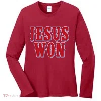 Jesus Won Texas Baseball Fan Women's Long Sleeve Shirt thumb 0