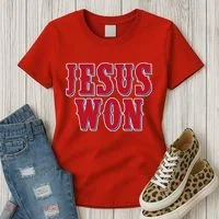 Jesus Won Texas Baseball Fan Women's T-Shirt thumb 3