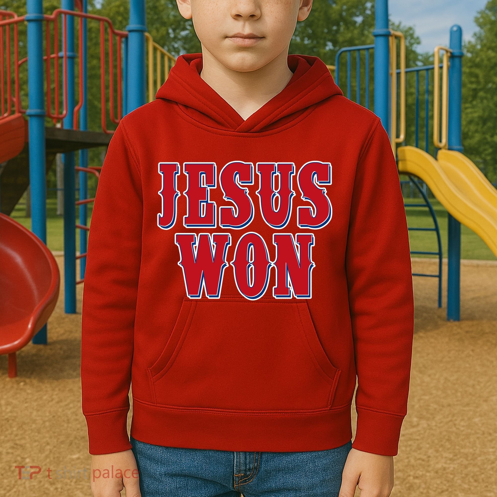 Jesus Won Texas Baseball Fan Kids Hoodie