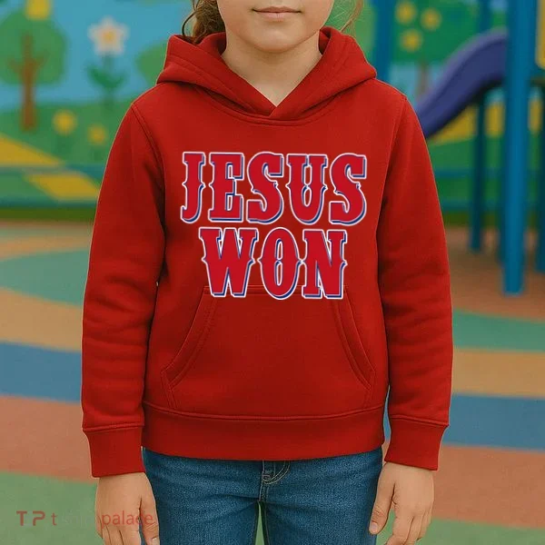 Jesus Won Texas Baseball Fan Kids Hoodie
