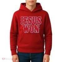 Jesus Won Texas Baseball Fan Kids Hoodie thumb 4