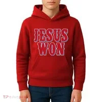 Jesus Won Texas Baseball Fan Kids Hoodie thumb 4