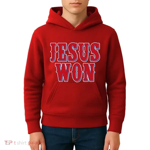 Jesus Won Texas Baseball Fan Kids Hoodie