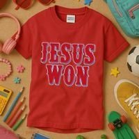 Jesus Won Texas Baseball Fan Kids T-Shirt thumb 3