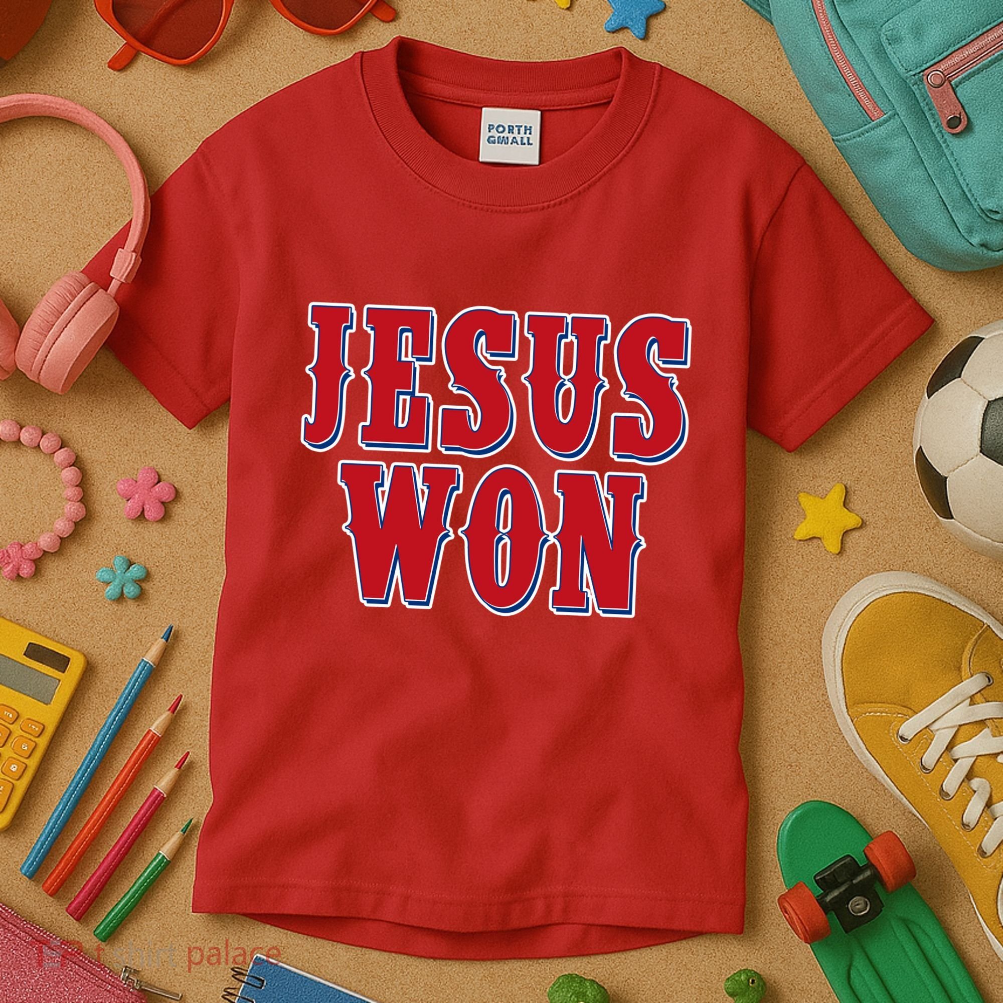 Jesus Won Texas Baseball Fan Kids T-Shirt
