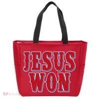 Jesus Won Texas Baseball Fan Tote Bag thumb 0