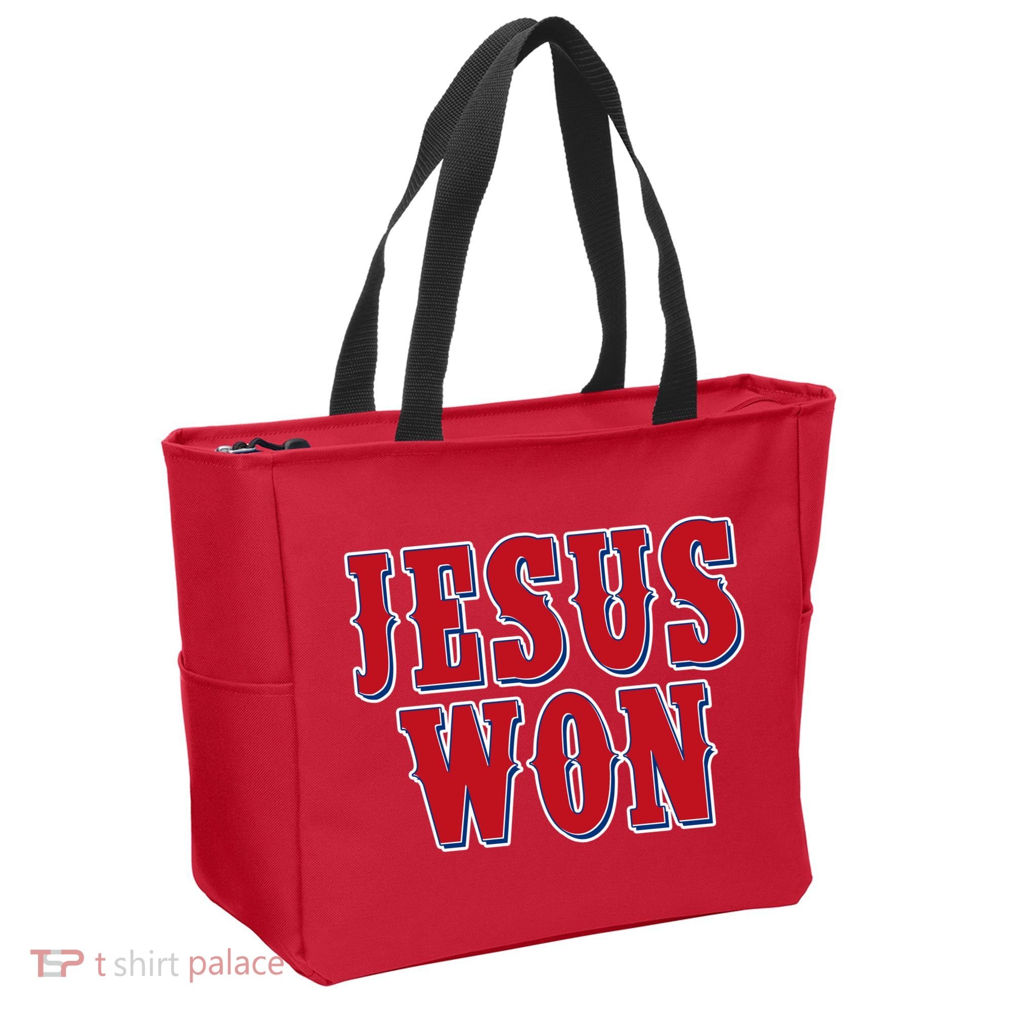 Jesus Won Texas Baseball Fan Tote Bag